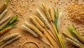 A Bountiful Harvest TopDown View of Durum Wheat Rye and Barley Grains A Minimalist Celebration of Organic Farming