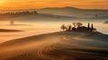 Captivating Tuscany Sunrise: Organic Forms And Lively Landscapes