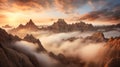 Ethereal Portraiture: Mesmerizing Sunset Over Badlands And Clouds