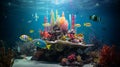 A captivating underwater scene with colorful coral reefs and marine lif