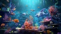 A captivating underwater scene with colorful coral