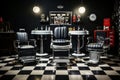 Captivating urban barbershop scene embodied by the fusion of classic and modern elements