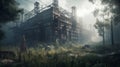 Hauntingly Beautiful: Abandoned Power Plant Amidst Fog and Trees - Unreal Engine Cinematics