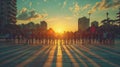 Human Chain at Sunset: A Silhouette of Unity and Togetherness Royalty Free Stock Photo