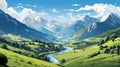 A captivating vector composition of the French Pyrenees landscape