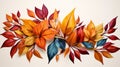 A variety of richly colored autumn leaves