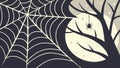 Spider on Web with Moonlit Tree Branch, vector design Generative AI Royalty Free Stock Photo