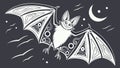 Tribal Bat Design with Moon and Stars, vector design Generative AI Royalty Free Stock Photo
