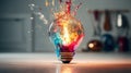 Vibrant Lightshow: Sony A9 35mm Lens Captures Explosive Bulb on White Background - A DMl Award Winner