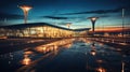 A Captivating View of the Airport at Night Royalty Free Stock Photo