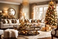 A captivating view of a living room transformed into a festive haven for New Year celebrations.