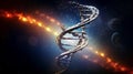 An abstract depiction of the DNA molecule floating in the vast expanse of space. Generative AI Royalty Free Stock Photo