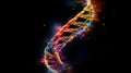 An abstract depiction of the DNA molecule floating in the vast expanse of space. Generative AI