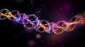 An abstract depiction of the DNA molecule floating in the vast expanse of space. Generative AI Royalty Free Stock Photo