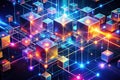 A Glowing Visualization of a Decentralized Blockchain Network Interconnected Nodes and Data Flow Royalty Free Stock Photo