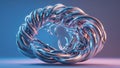 This captivating visual showcases intricate 3D shapes intertwined, featuring a metallic finish and a harmonious blend of