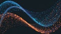 Dynamic Data Flow Visualization with Blue and Orange Particle Streams on Dark Backdrop Royalty Free Stock Photo
