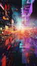A captivating visualization of evolving data streams transforming into vibrant images and text