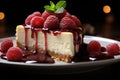 Captivating visuals of sumptuous cheesecake, a slice that tantalizes the senses Royalty Free Stock Photo