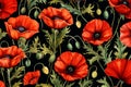 Captivating Watercolor poppies illustration. Generate Ai