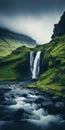 Captivating Waterfall In A Serene Green Landscape Royalty Free Stock Photo