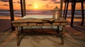 Captivating Wooden Platform Bed With Stunning Beach Sunset View