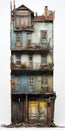 Captivatingly Atmospheric Cityscape: A Model Of A Damaged House Royalty Free Stock Photo