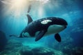 Friendly Killer Whale in Underwater Viewing Tank Royalty Free Stock Photo