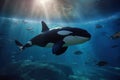 Friendly Killer Whale in Underwater Viewing Tank Royalty Free Stock Photo