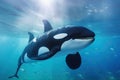 Friendly Killer Whale in Underwater Viewing Tank Royalty Free Stock Photo