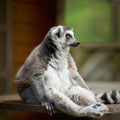 a captive sitting alert ring-tailed lemur, lemur catta Royalty Free Stock Photo