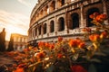 Ancient Roman Colosseum: A Serene Sunset Revealing Intricate Architectural Details