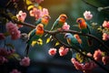 Vibrant Tropical Birds in Mid-Flight: A Colorful Rainforest Delight