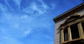 Colonial window with blue sky background