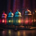 Ramadan with an intricate Arabic lantern set against a rich and colorful background. Royalty Free Stock Photo