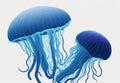 Capture the Beauty of a Jellyfish in Watercolor Illustration: A Medusa Painting on a White Background.