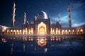 Capture the beauty of mosques illuminated for. Generative ai