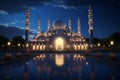 Capture the beauty of mosques illuminated for. Generative ai