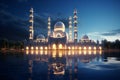 Capture the beauty of mosques illuminated for. Generative ai