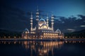 Capture the beauty of mosques illuminated for. Generative ai