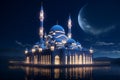 Capture the beauty of mosques illuminated for. Generative ai