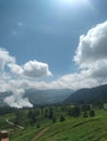 Serene Tea Garden Nestled Among Majestic Mountains. No People. Royalty Free Stock Photo