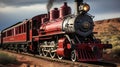 Capture the breathtaking scene of a steam locomotive in the high canyon of the wild west Royalty Free Stock Photo