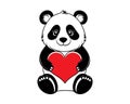 cute baby panda holding a heart vector illustration, valentine t shirt, couple gift, love panda heart