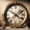 Timeless Elegance: Old-Style Clock with Roman Numerals Royalty Free Stock Photo