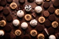 Capture the deliciousness of a tempting ice cream arrangement with chocolate sandwich cookies as a decadent background in a top-