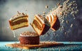 Capture dynamic food splatters in a flying food photo with millets cake