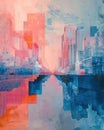 Capture the elegance of a rear view Robotic Architecture using soft dreamy brush strokes reminiscent of Impressionist art Infuse