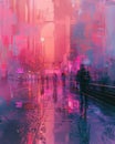 Capture the elegance of a rear view Robotic Architecture using soft dreamy brush strokes reminiscent of Impressionist art Infuse