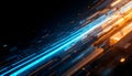 Dynamic blue and orange light streaks with glowing effect for modern technology background texture Royalty Free Stock Photo